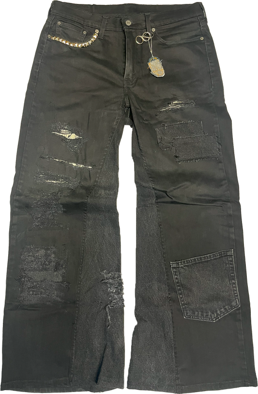 “Yin” distressed custom denim